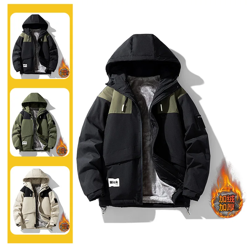 

Новинка 2023, осенне-зимняя куртка из овечьей шерсти с воротником, Мужская Флисовая теплая куртка, Мужская однотонная приталенная Вельветовая повседневная куртка, пальто