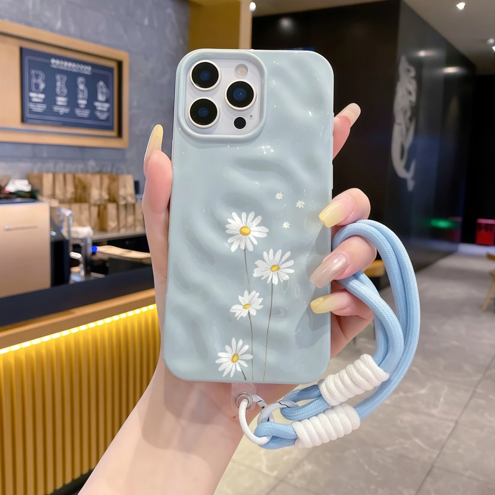 Daisy Design Shockproof Soft TPU Phone Case with Lanyard