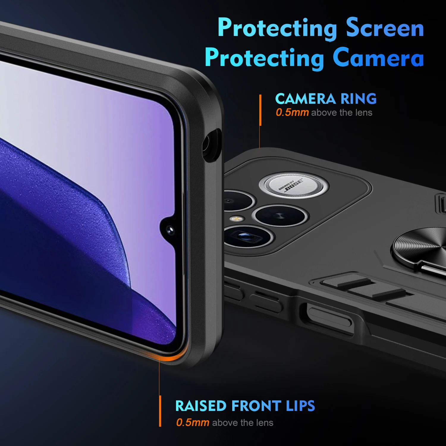Military-Grade Protective Case with Ring Holder and Magnetic Mount Capability