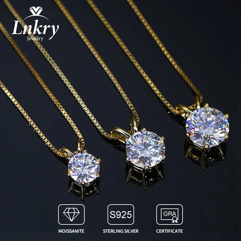 2262607-a16197.jpg S7e8276839ee54eebba872c8224ce71b2q 0.5CT-5CT Solitaire Moissanite Pendant Necklace For Women 925 Sterling Silver Silver Necklace 14k Gold Plated Box Chains Mallzona