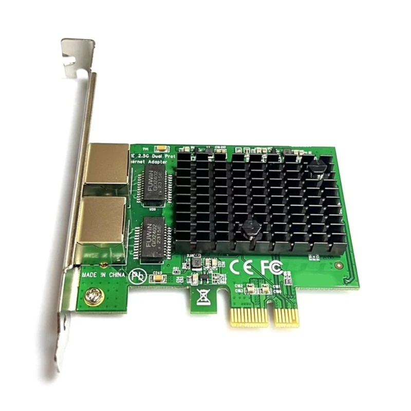 

PCIE to 2.5Gb DualPort NetworkCard Adapter for Desktop Computer PC NetworkCard