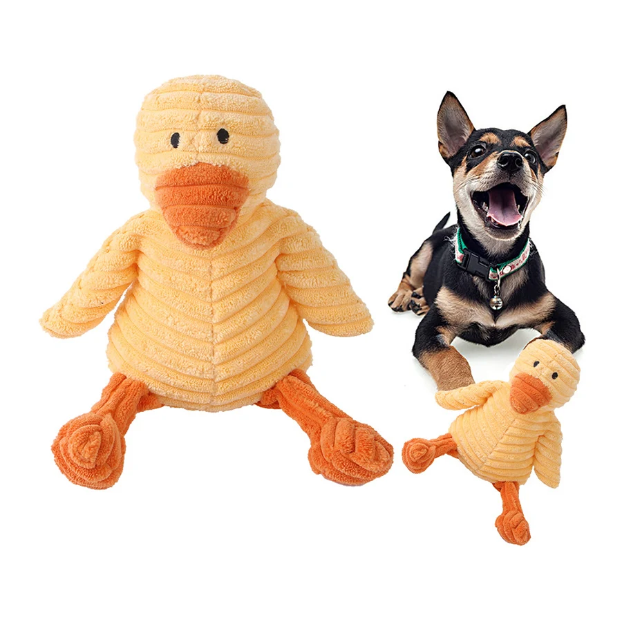 1pcs pet venting dog grinding teeth biting toy corduroy yellow duck vocalizing plush pet dog toy