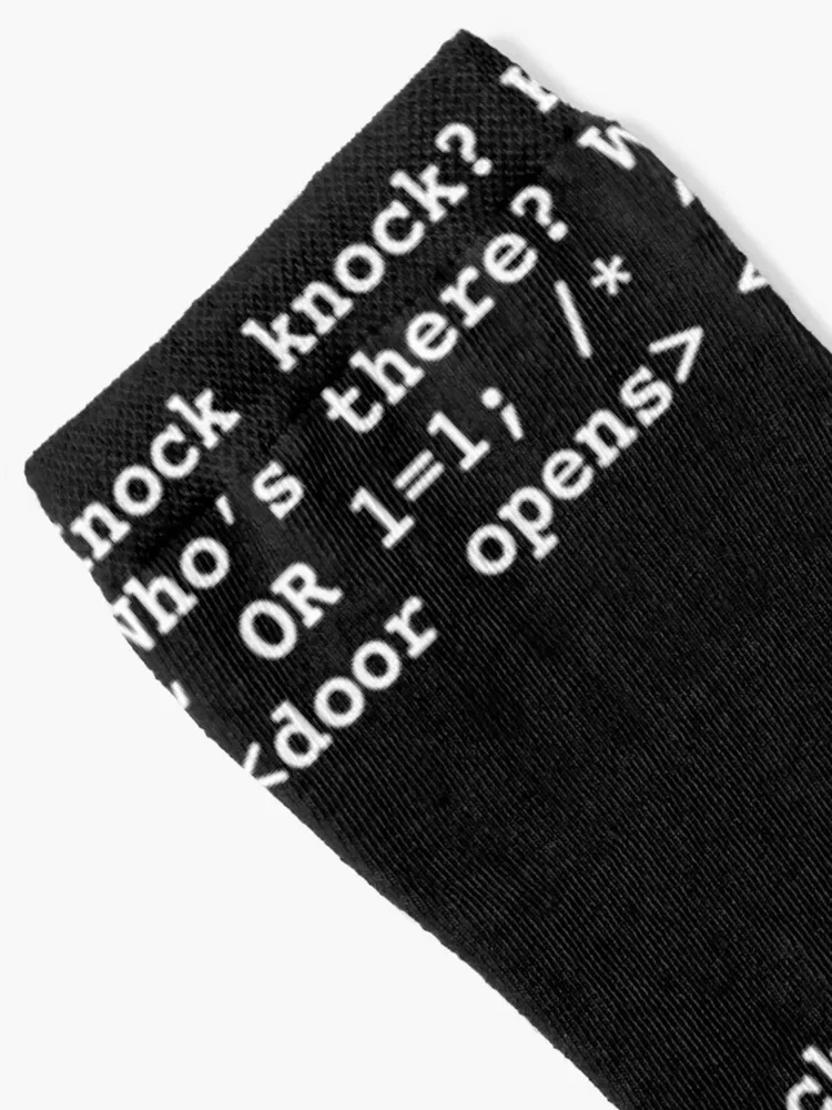Funny Programmer graphic Programming Injection Knock Knock design Socks cotton FASHION crazy Women's Socks Men's