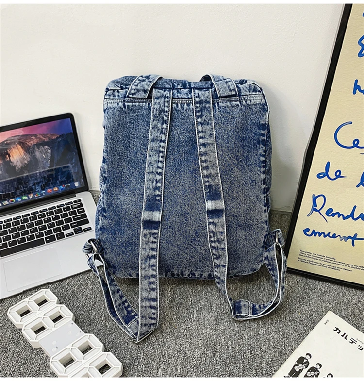 2022 Spring New Denim Women's Backpacks Casual Fashion Travel Backpack High School Girl Student's Schoolbag Mochila Feminina