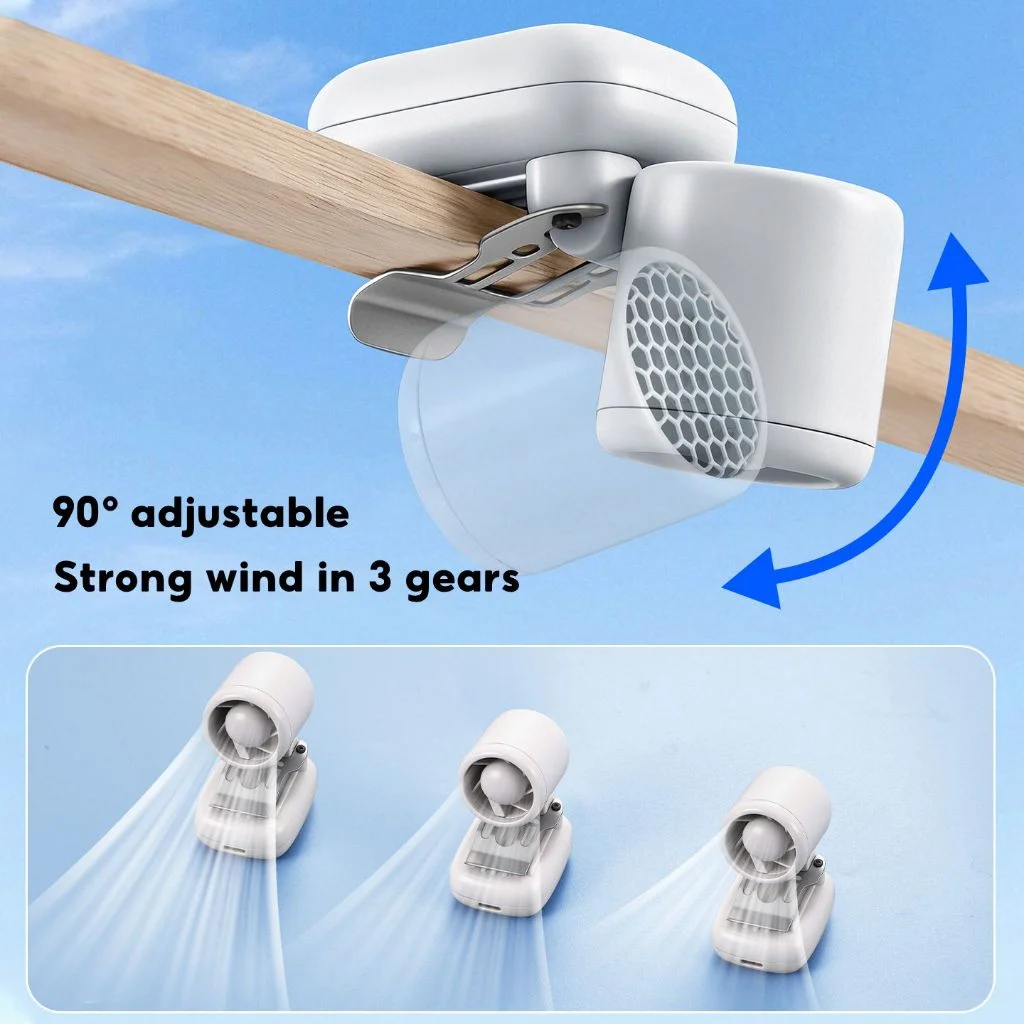 Eary Mini-Ventilator mit Clip-Befestigung für Mützen, leise, 1200-mAh-Akku, USB-C-Ladeanschluss, automatische Kühlung für den Außenbereich_voghion.com