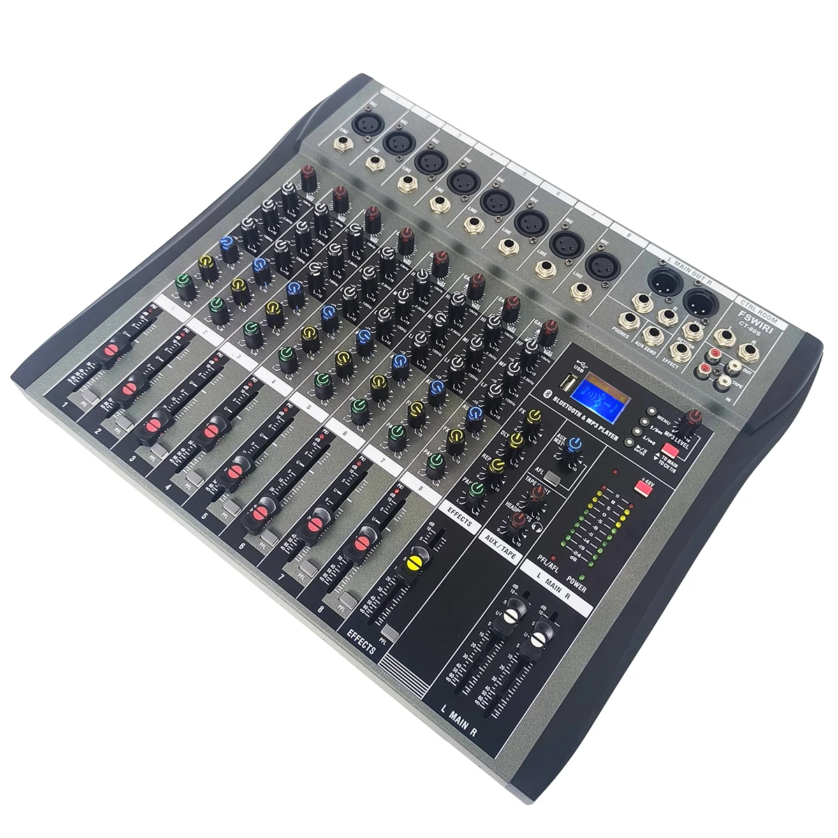 새로운 8채널 믹싱 콘솔, USB 기능 탑재, 가정용 DJ 레코딩 스튜디오, 무대 공연 믹서 오디오에 적합