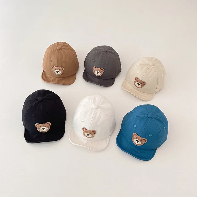 Summer Baby Hat Newborn Boys Girls Cartoon Cute Bear Baseball Caps Adjustable Soild Color Cap Kids Sun Hat Bonnet Infant 2