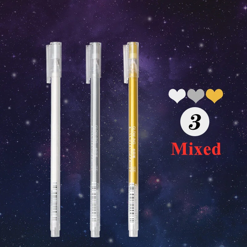 Creative White Ink Gel Pen 0.6mm Highlight Marker Pen 3 Pieces/Set for Student Stationery Drawing Art Writing School Supplies