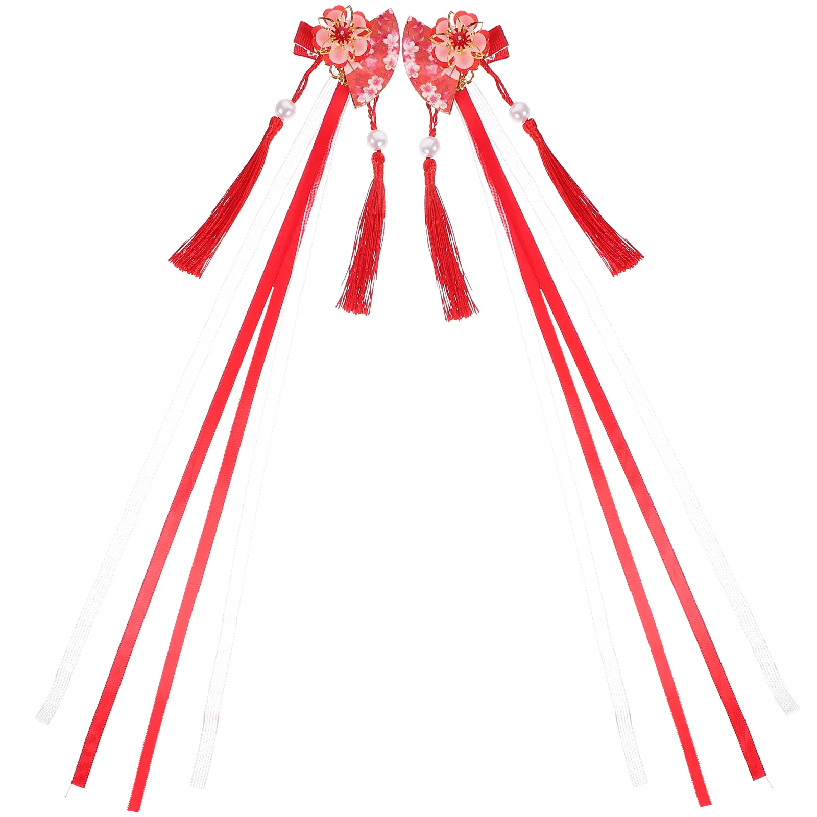 

Japanese Hair Clips 2Pcs Fan Hair Clips Flower Tassel Hair Clips Ribbon Hair Clips Fan Crocodile Clip Women Hanfu Accessories