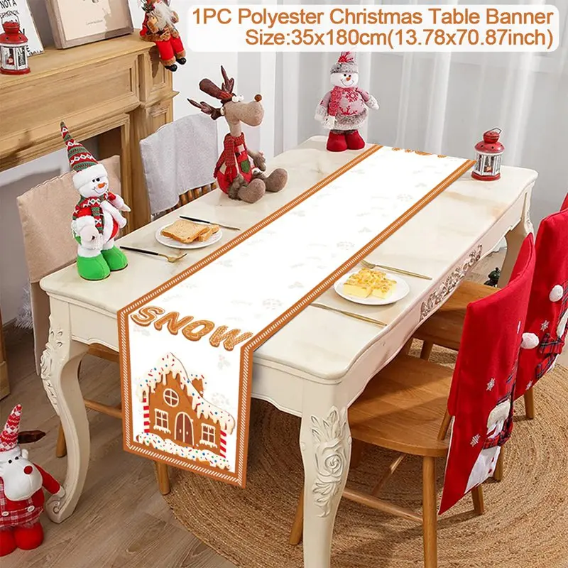 thumbnail image 1 of 2024 Christmas Table Runners Merry Christmas Decoration for Home Tablecloth Table Cover Xmas Gifts Navidad Noel New Year 2025, 1 of 5