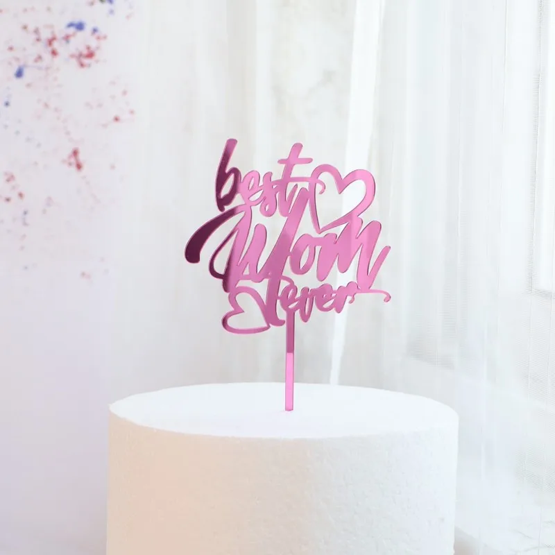 Cake topper cake decorations cake toppers happy mother's day birthday cake topper gold high-grade acrylic MOM party cake toppers mother's day gifts dessert decoration