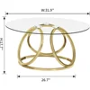 Round Coffee Table, Modern Silver Coffee Table Living Room Table with Ring-Shaped Frames, Glass Coffee Table for Home&Office 6