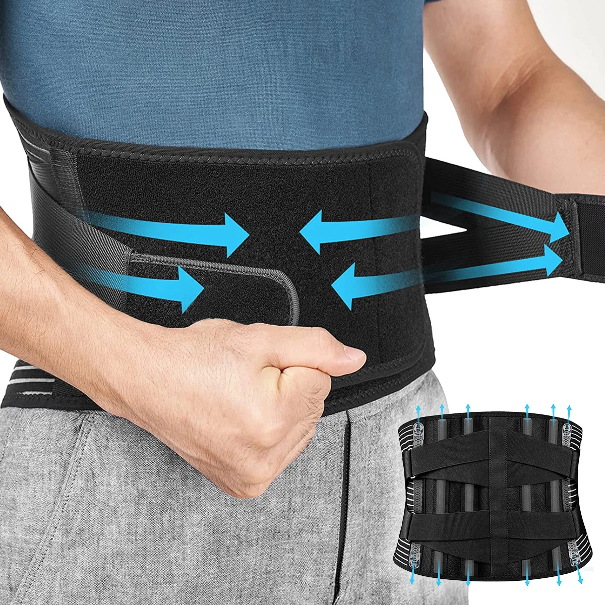

Sports Safety Adjustable Lumbar Back Brace Anti-skid Breathable Waist Support Belt Exercise Fitness Cycling Running Tennis Golf