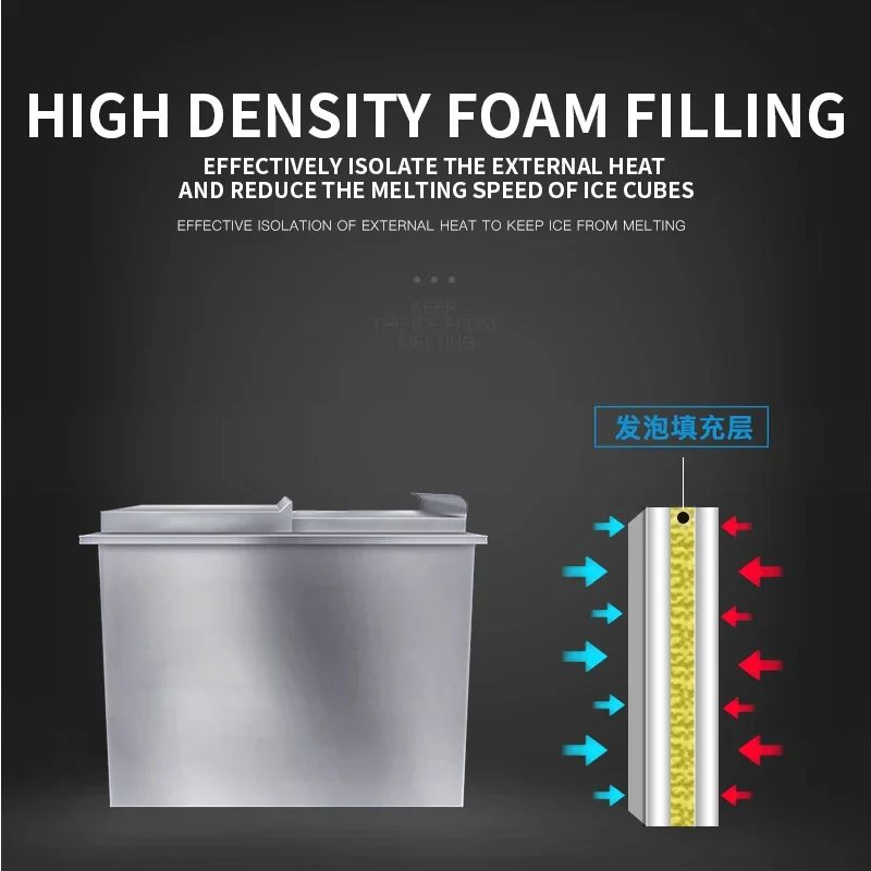 Ice Storage 304 stainless steel Ice container Coffee shop milk tea shop water bar KTV bar Internet cafe ice storage tank 5