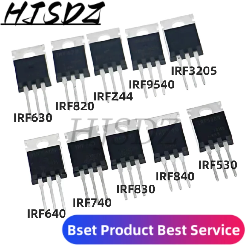 Mosfet Transistors Assortment Kit IRF640 IRF740 IRF830 IRF840 IRF530 IRF630 IRF820 IRFZ44 IRF9540 IRF3205 Series 50pcs transistors kit,mosfet transistor