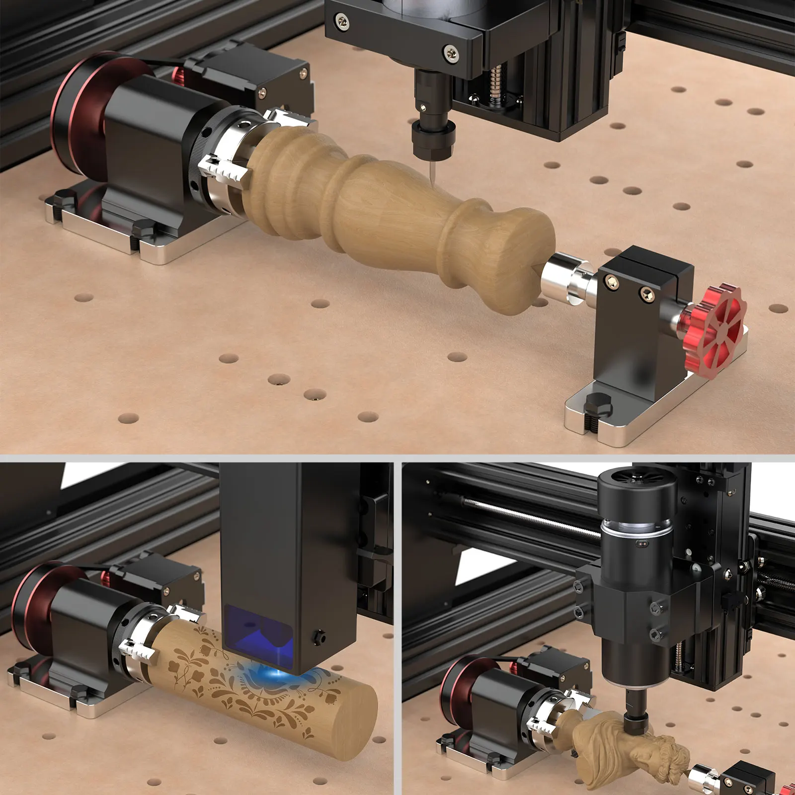 Twotrees 4-Achsen-Drehmodul-Kit für die CNC-Frässchneid- und Graviermaschine TTC450 – Detail 7