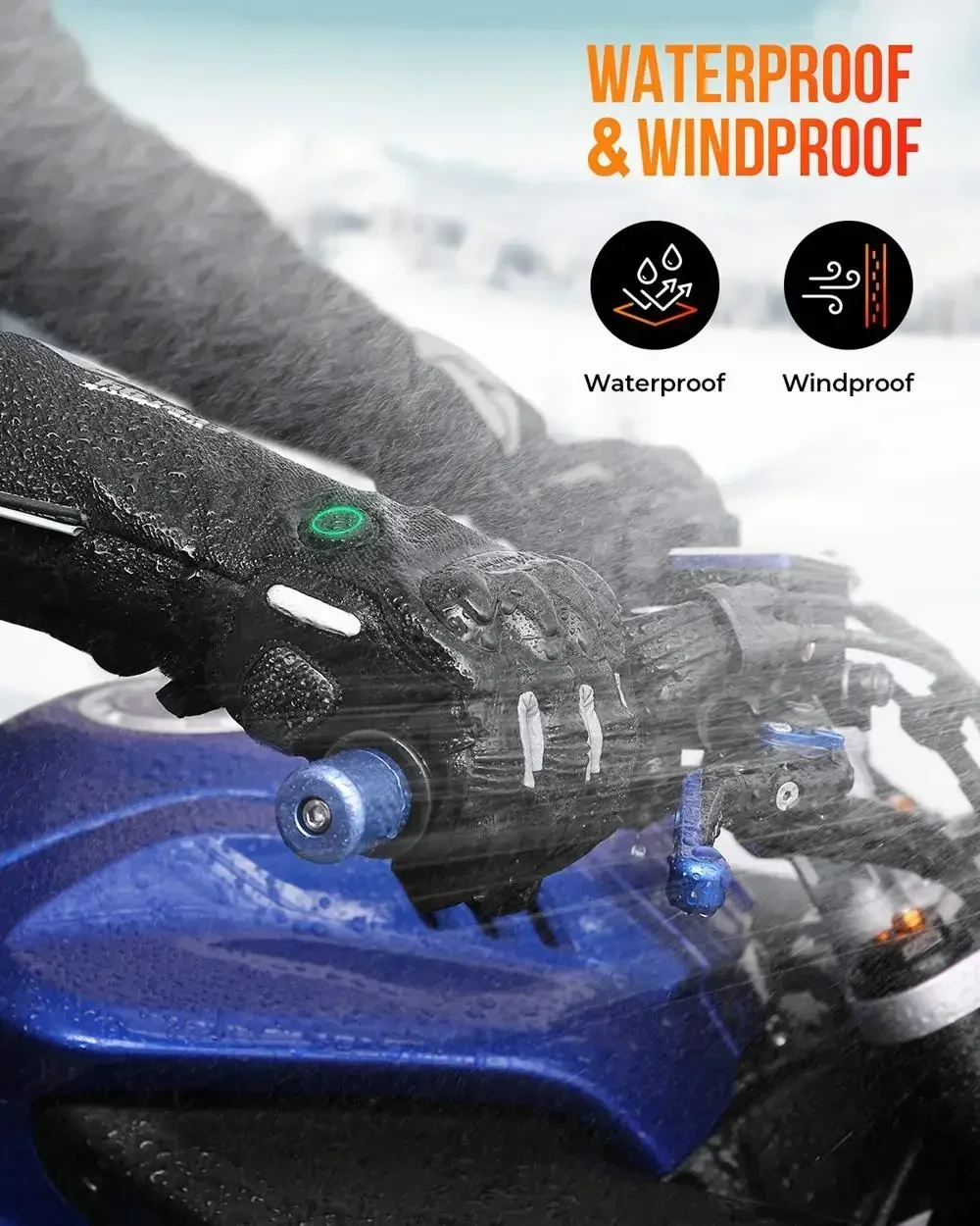 KEMIMOTO Heated Gloves Motorcycle Winter Moto Heated Gloves Warm Waterproof Rechargeable Heating Thermal Gloves For Snowmobile