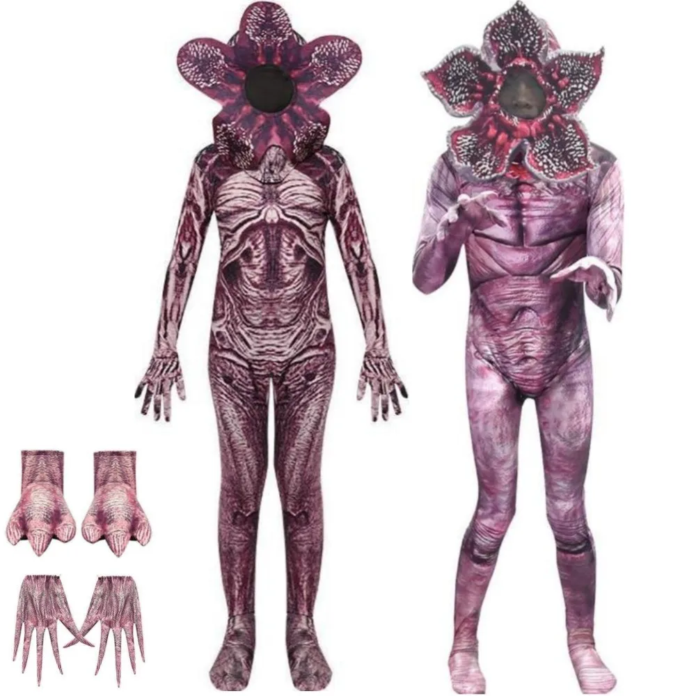 

American TV Series Stranger Things Demogorgon Cosplay Costume Kids Horror Monster Jumpsuits Adult Man Woman Halloween Suit