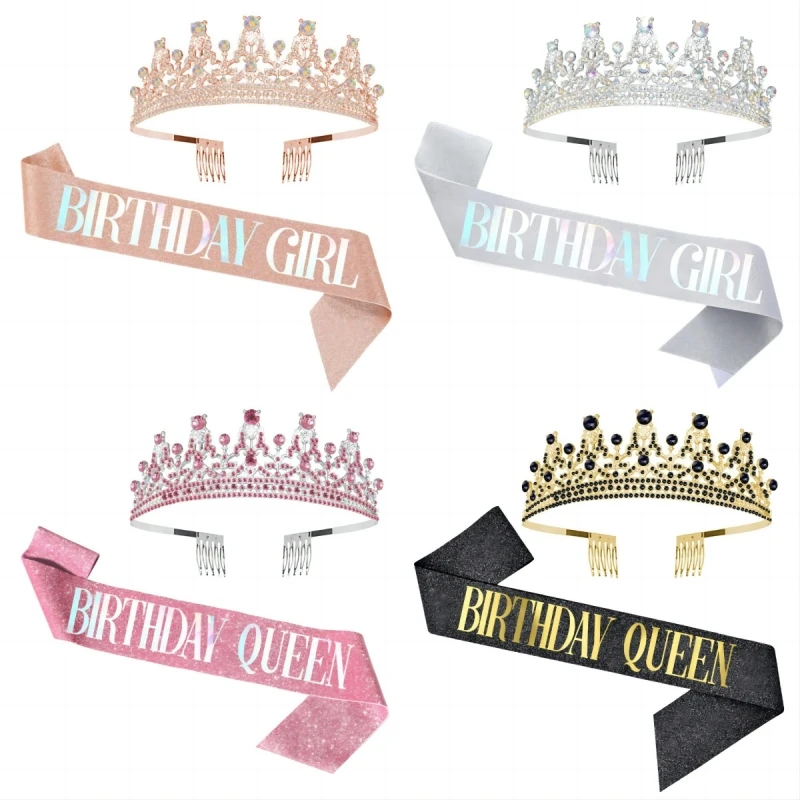 Corona de Tiara de cristal de diamantes de imitación para niñas y