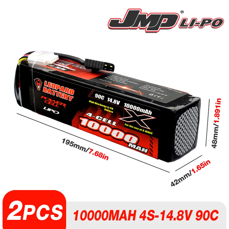 

2PCS JMP lipo 10000MAH 4S 14.8V 90C SIZE: 42*48*195mm TRAXXAS X-MAXX
