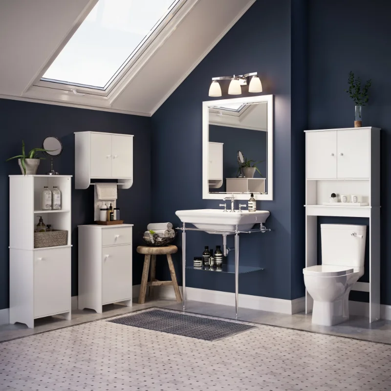 

RiverRidge Home Medford Bath Two Door Wall Storage Cabinet with Towel Bar and 2 Shelves, Whitebathroom cabinet