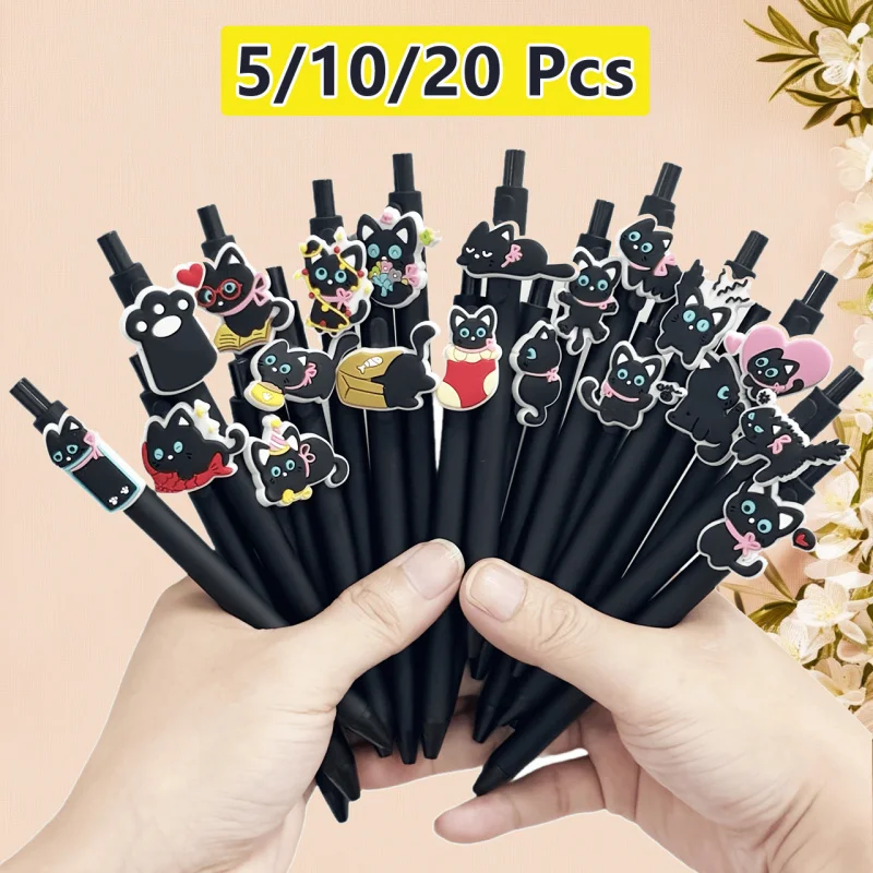 5/15/20pcs Black Cat Ballpoint Pen, a must-have for cat lovers. Creative gift idea, office essential, fun stationery