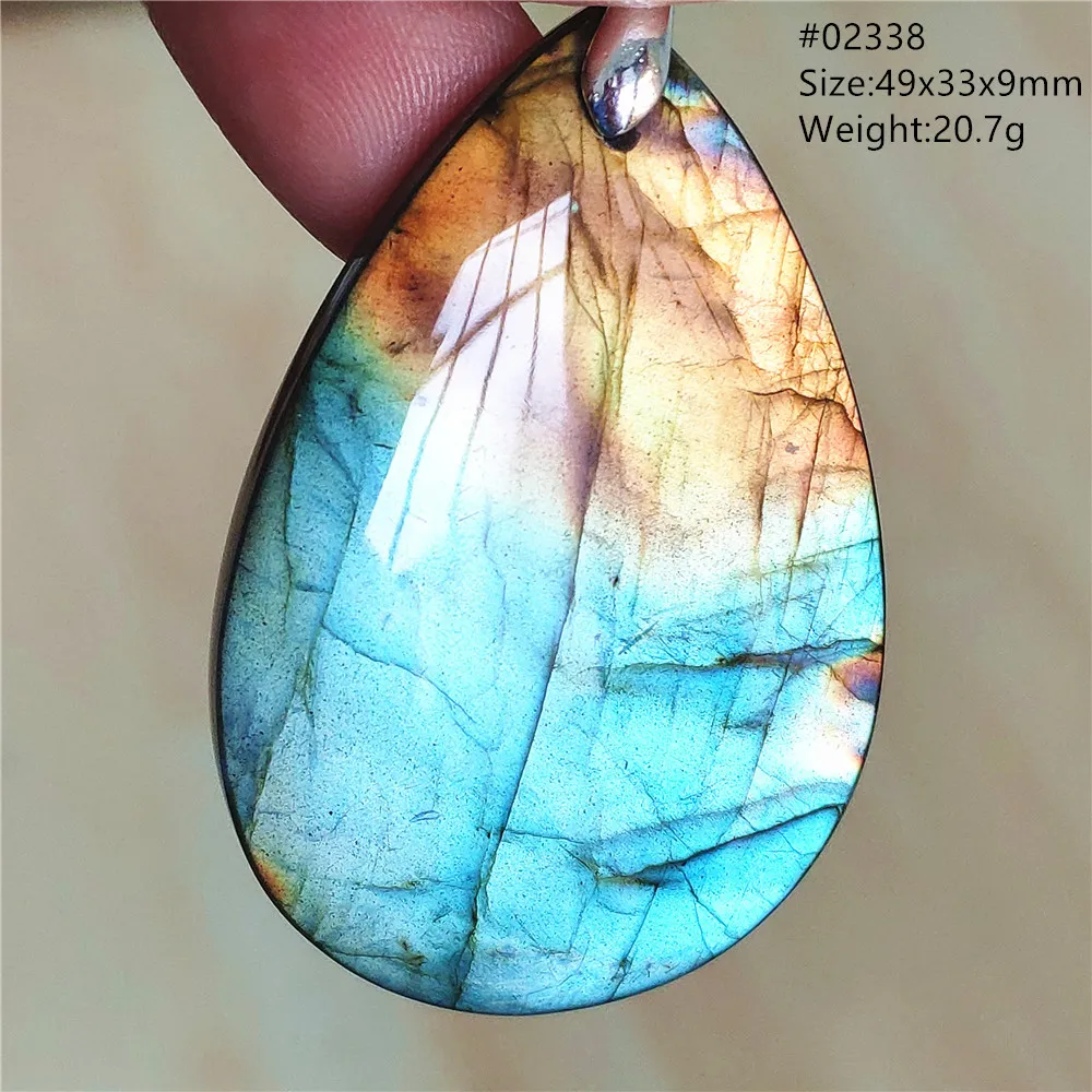 Natural Colorful Labradorite Pendant Water Drop Blue Light Rainbow Labradorite Women Men Necklace Jewelry AAAAAA