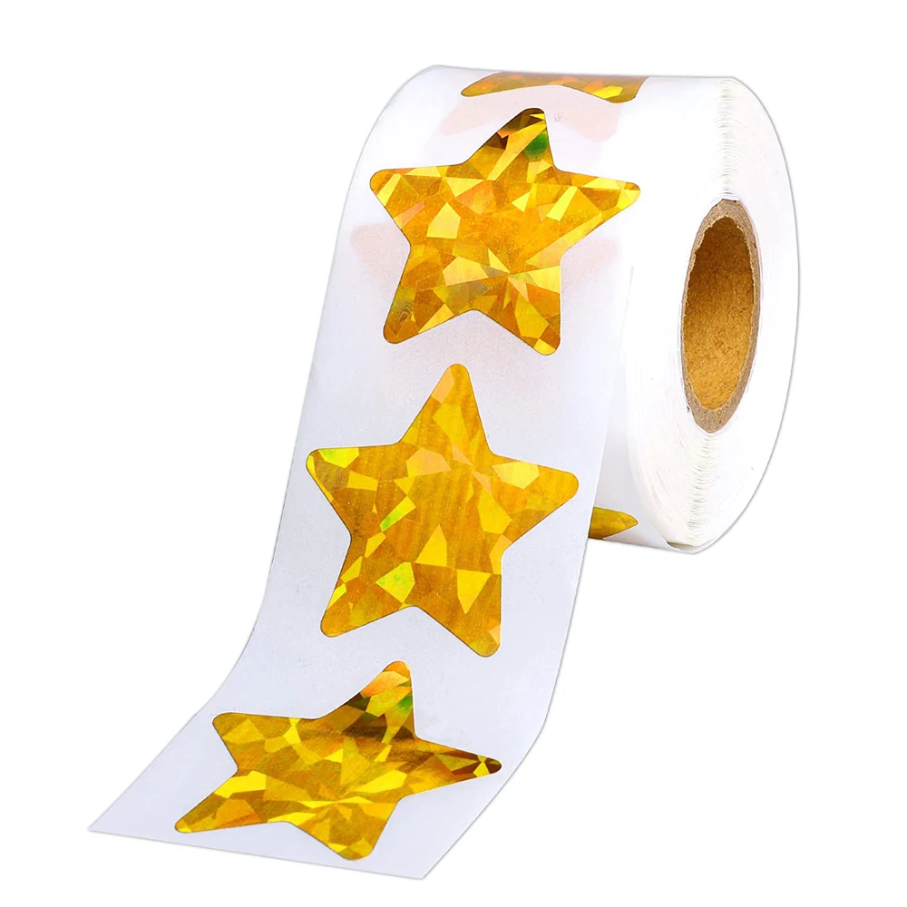 

Holographic Gold Star Stickers for Kids Reward 100-500Pcs Foil Star Stickers Labels for Wall Crafts Classroom Teachers Supplies
