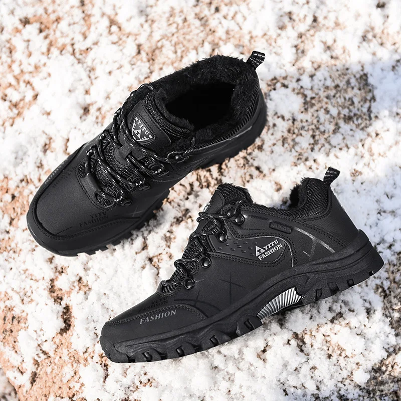 2023 New Men's Winter Snow Boots Waterproof Leather Sports Super Warm Boots Outdoor  Hiking Boots Work Travel Shoes Size 39-47