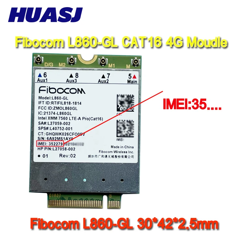 

New Huasj L860-GL FDD-LTE TDD-LTE Cat16 xmm 7560 4G Módulo 4G SPS # L27188-001 4G Cartão Cartão Para laptop EliteBook 830 1040