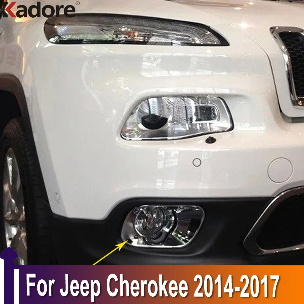 2014 2015 2016 Jeep Grand Cherokee Chrome F+R Fog Light lamp cover Bezel trim