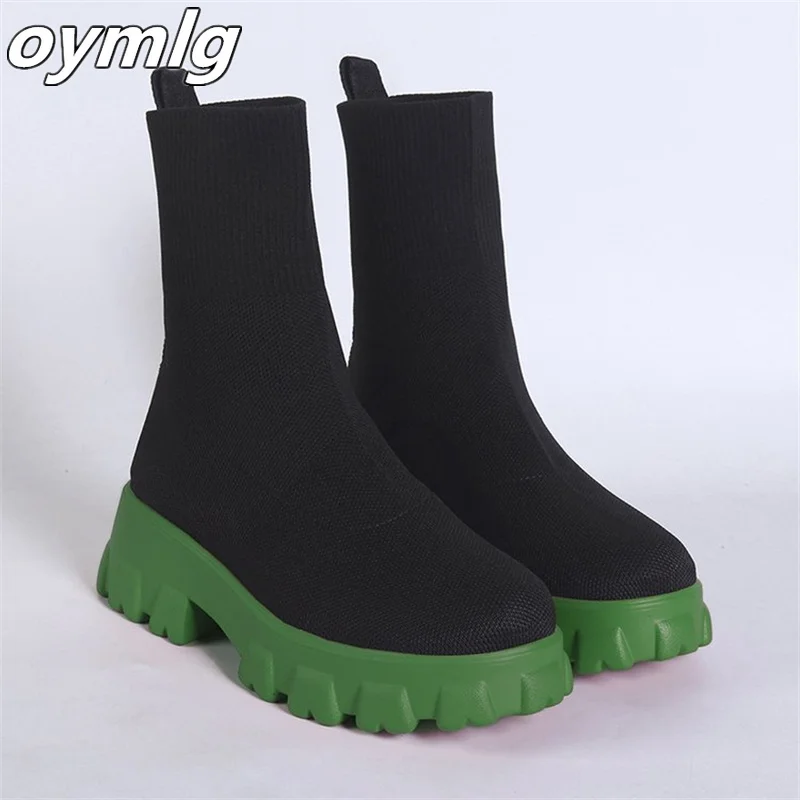 Oversized Socks and Boots 2023 Autumn New Thick Sole Casual Knitted Short Boots Women's Thick Sole Mid Sleeve Women's Boots