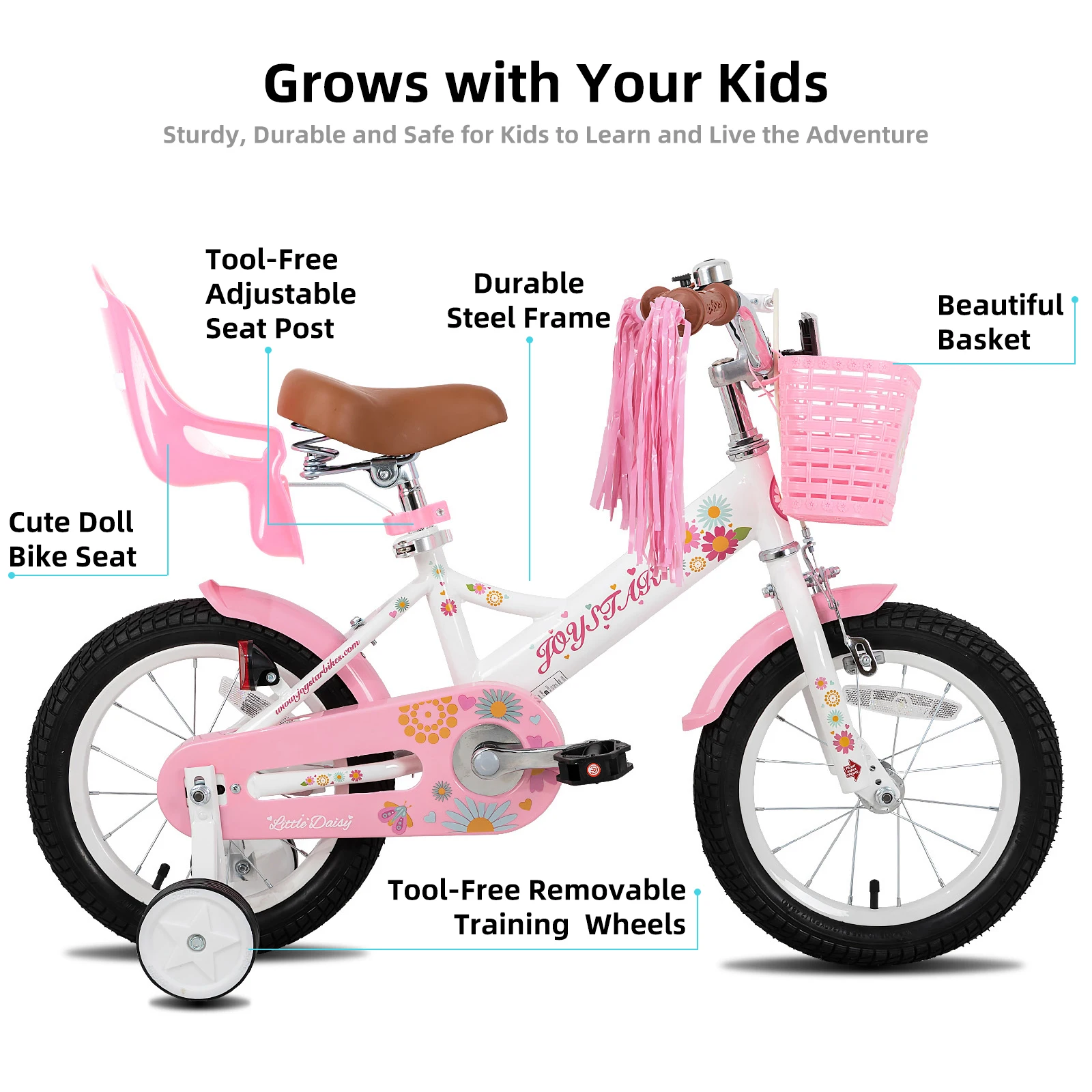 Kids Bike with Streamers & Doll Seat 2