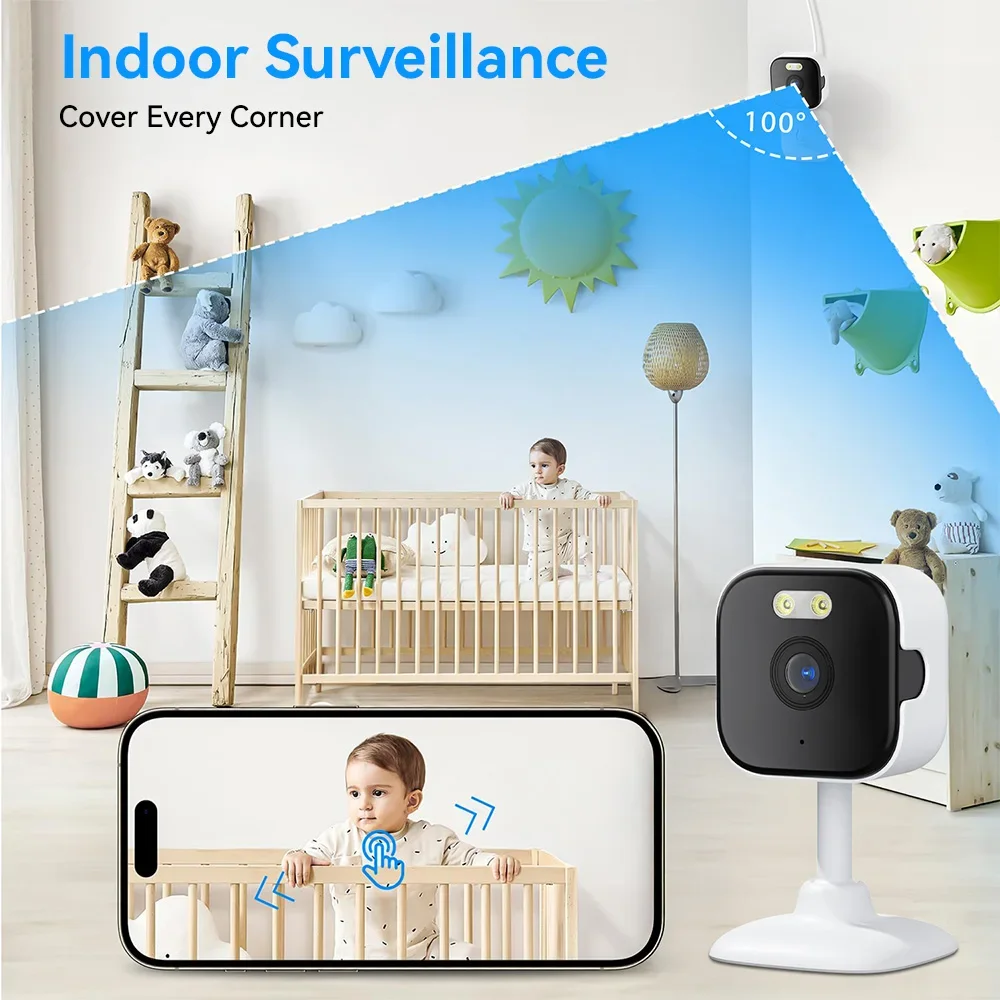 1-4PC 5MP Mini WiFi IP Camera Indoor Human Detection 5X Zoom Surveillance Baby Monitor CCTV PTZ O-Kam pro App Support SD Card