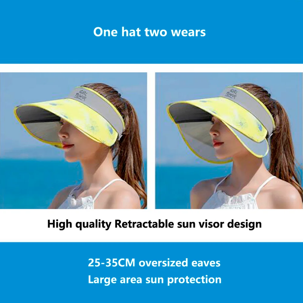 Summer Women Outdoor UV Protection Visors Pull-out Enlarged Brim