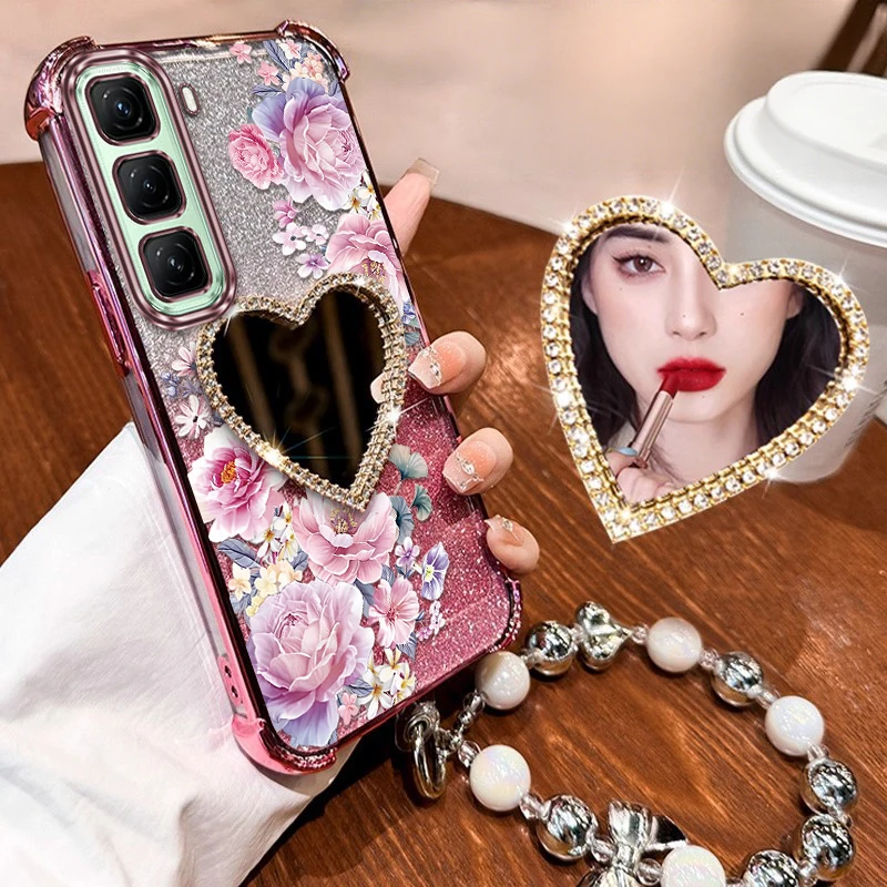 Elegant Splendid Flowers Plating Bracelet Holder Phone Case
