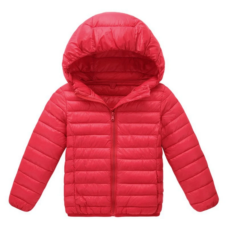 Girl Boy Warm Coat Autumn Winter Kids Cotton Jackets Lightweight Hooded Cotton-padded Jacket Solid Color Toddler Baby Outerwear