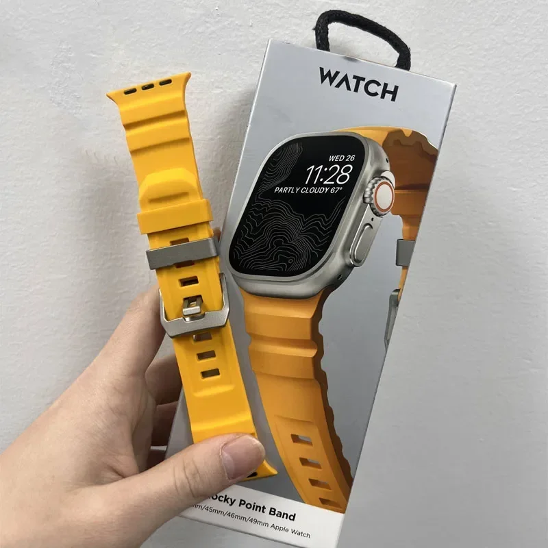สายรัดข้อมือซิลิโคนสปอร์ต สำหรับ Apple Watch ทุกรุ่น