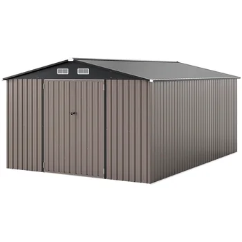 Abri de rangement extérieur 10 x 14 pieds avec un design coupe-vent amélioré et quatre ouvertures de ventilation 1