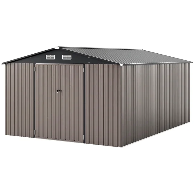 Abri de rangement extérieur 10 x 14 pieds avec un design coupe-vent amélioré et quatre ouvertures de ventilation 1