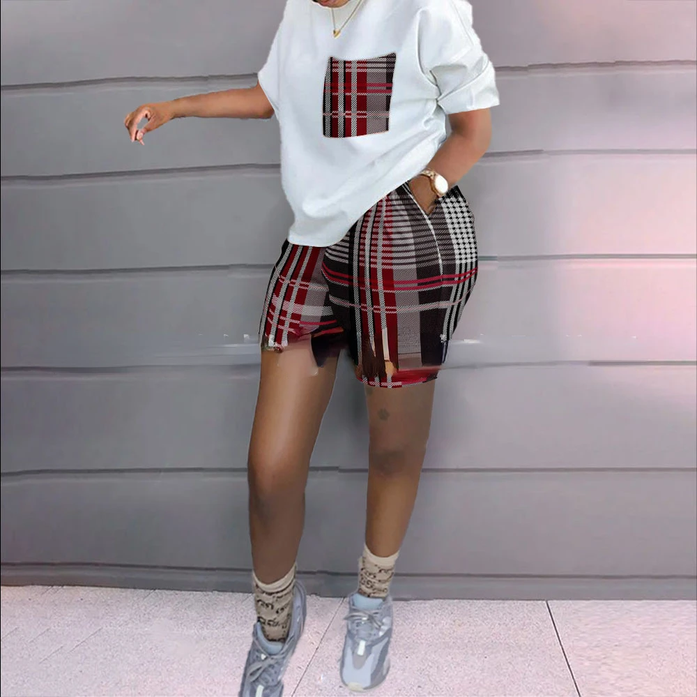 

Women's Printed Short Sleeve Shorts Set 2piece Set 2 piece Set