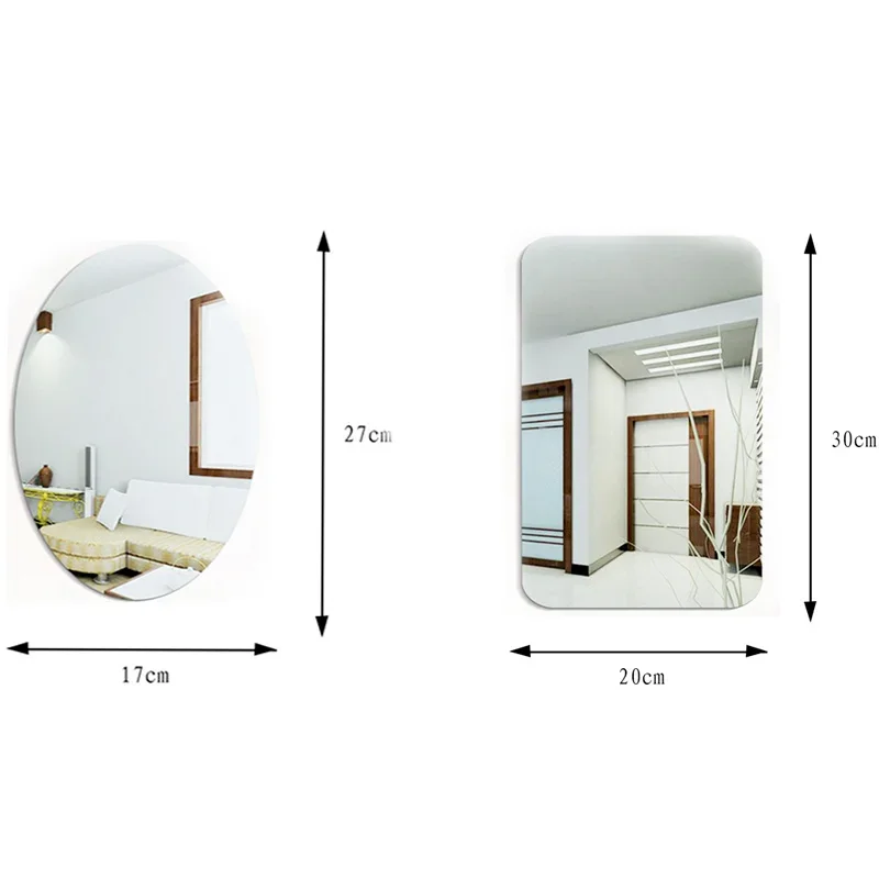 3D DIY Acrylic Stickers Reflective Oval Pattern Wall Sticker Mirror Stickers Bathroom Decoration Wall for Home