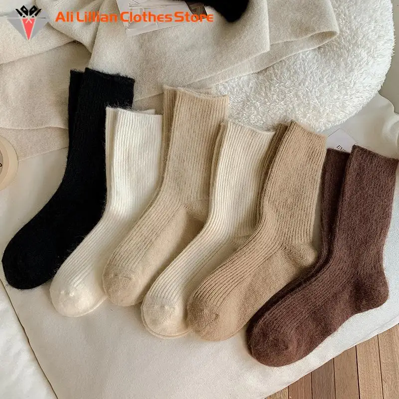 

1Pair Soft Wool Socks Women's Female Winter Warm Women Socks Super Thicker Solid Sheep Wool Against Cold Snow Thermal Socks