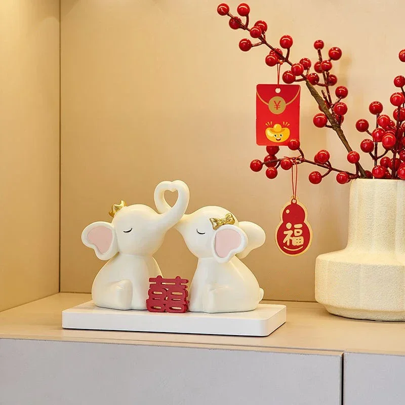 

Elephant Model Gift Resin Good-looking Animal Decorative Tv Cabinet A Living Room Bedroom Home Ornament Newly-married Marry Gift
