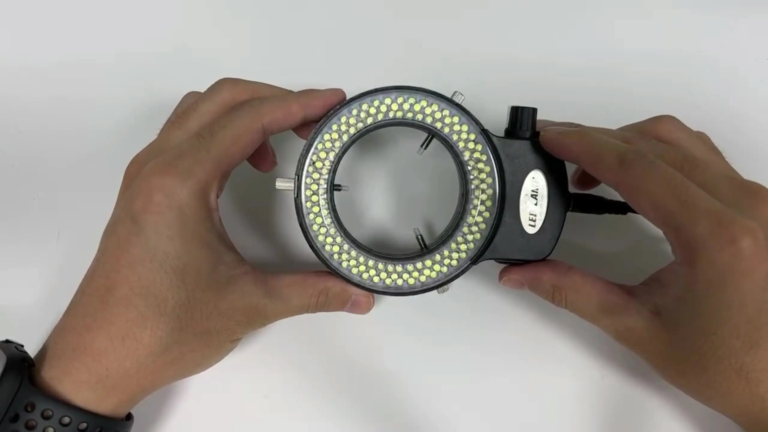 Microscope Ring Light With Power Adapter - Adjustable Brightness LED Illuminator For Stereo Microscopes