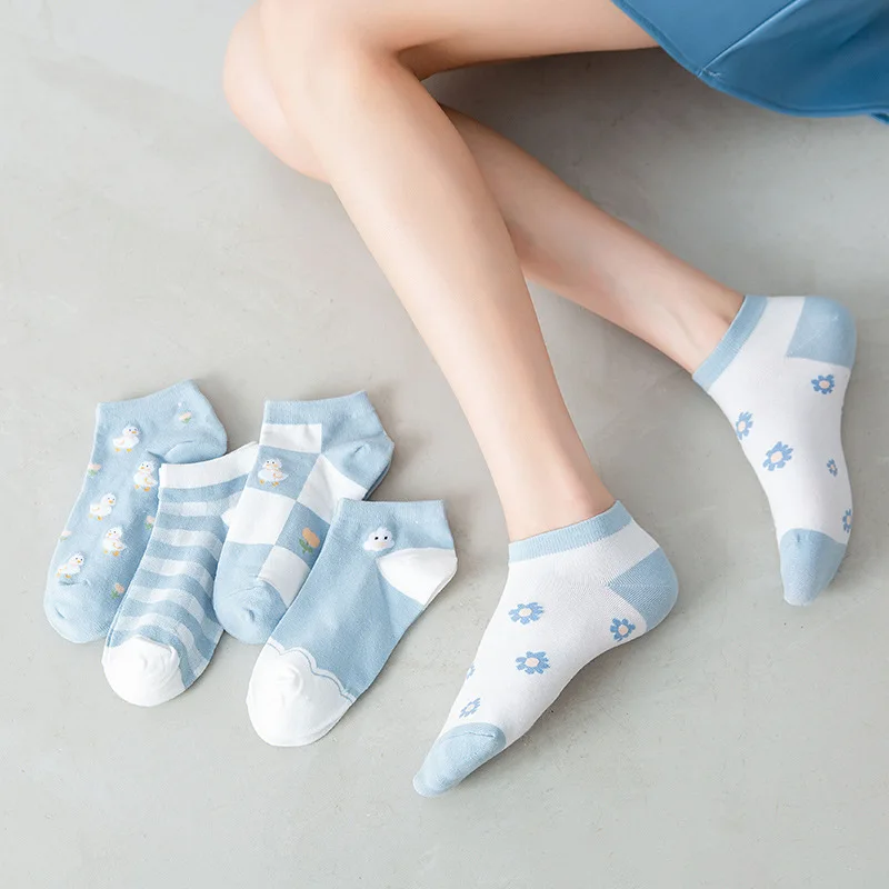 

Носки женские короткие из дышащего хлопка, 5 пар, Размеры 35-39