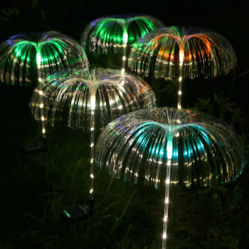 Waterproof Fiber Solar Garden Lights Optic Jellyfish Led Outdoor Jellyfish Light Floodlight