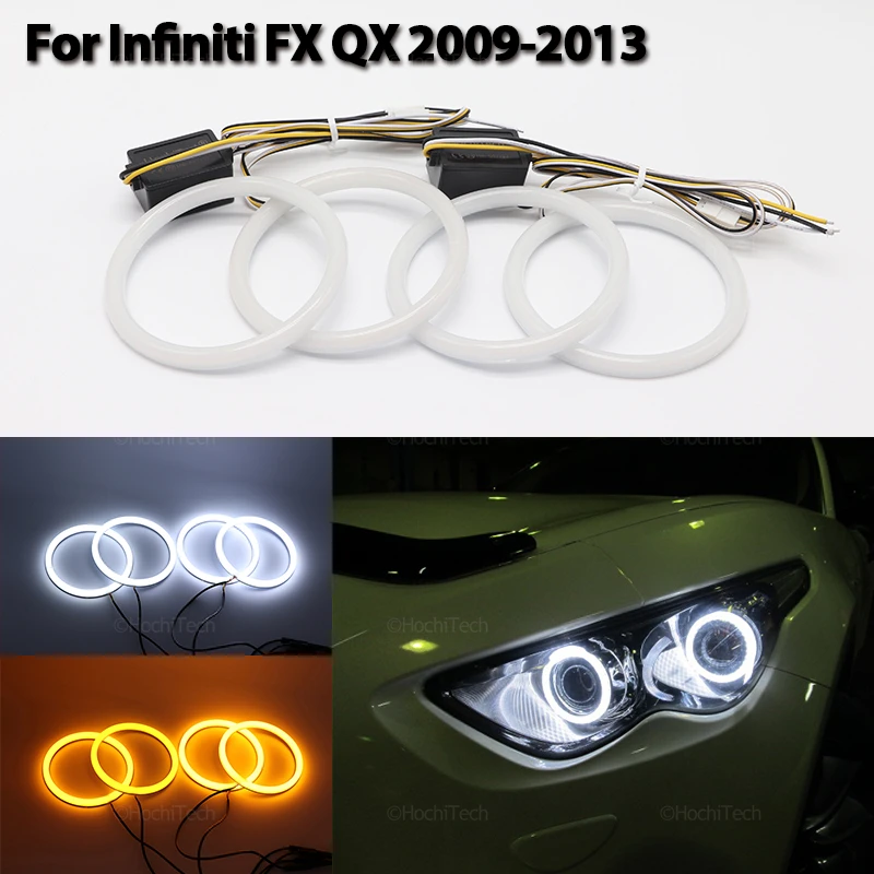 

Halo Ring Angel Eyes Turn Signal Switchback Cotton LED White Yellow for Infiniti FX QX70 FX35 FX37 FX50 2009-2013 Accessories