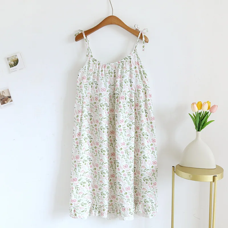 Sleeveless Print Nighty For Women Nightgown Cotton Sleepwear Nightdress  Night Gown Women's Summer Dress One Piece Pajamas - AliExpress 200574005