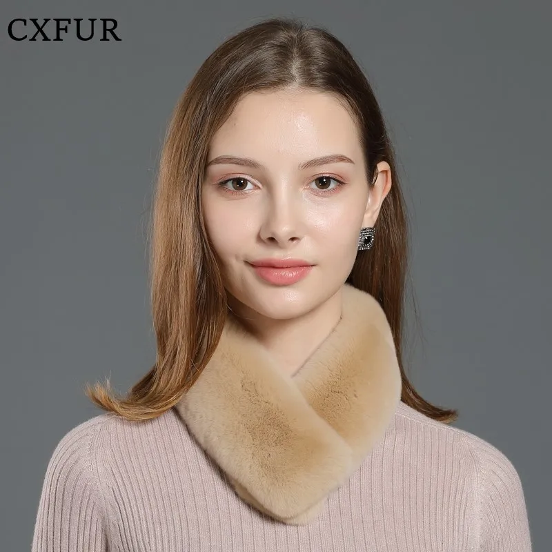 

Neck Warmer Pelt Handmade Plush Real Rex Rabbit Fur Scarf CX-S-04B